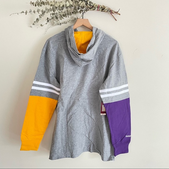 UO Mitchell & Ness Hardwood Classics NBA Lakers Hoodie Long Sleeve Heavy Top L - Picture 7 of 15